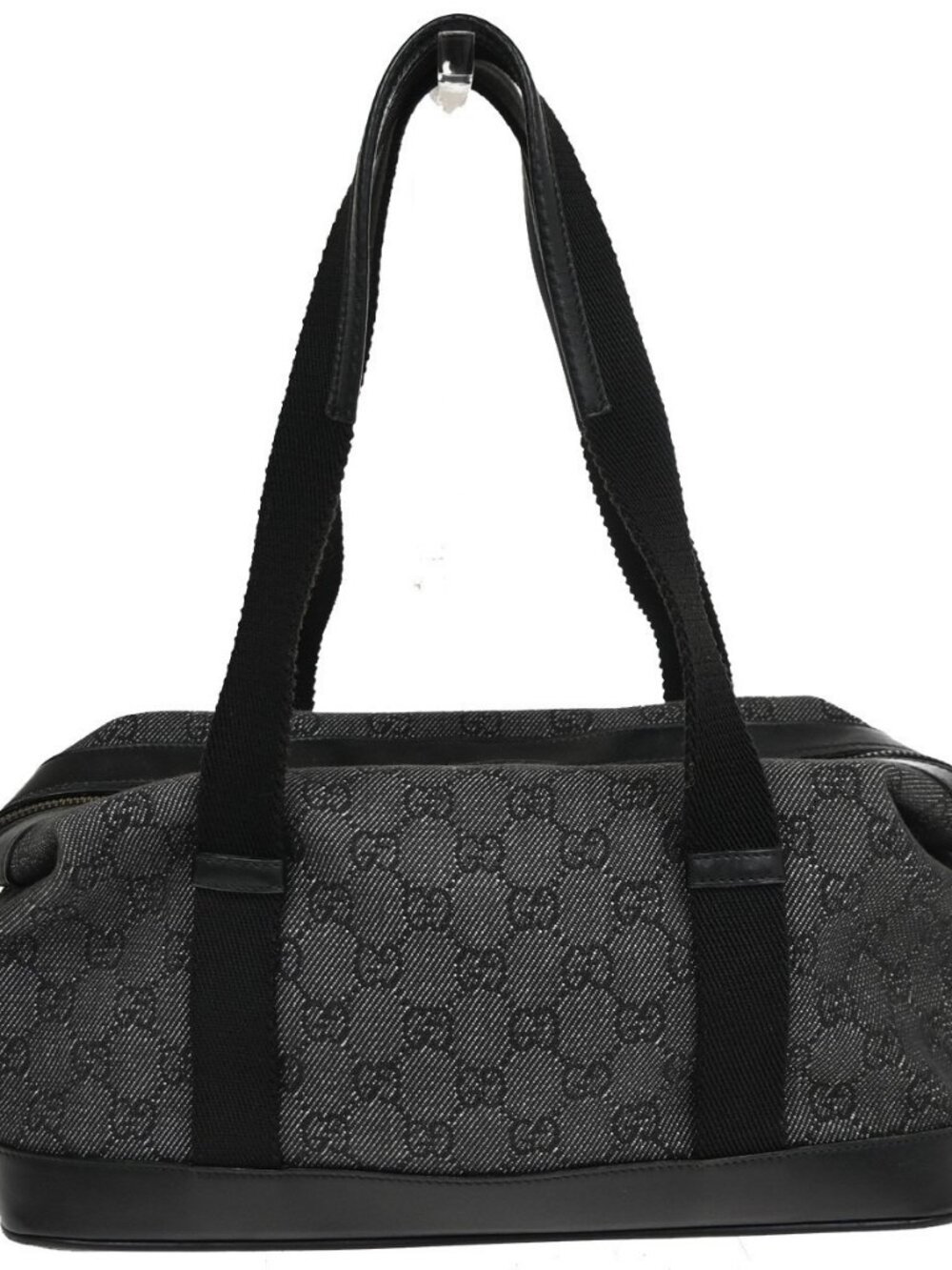 GUCCI GG Canvas Mini Boston Handbag Black Leather Canvans GHW Italy 36KC924
